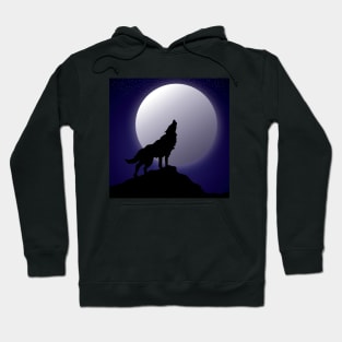 Wolf howling in the night Hoodie